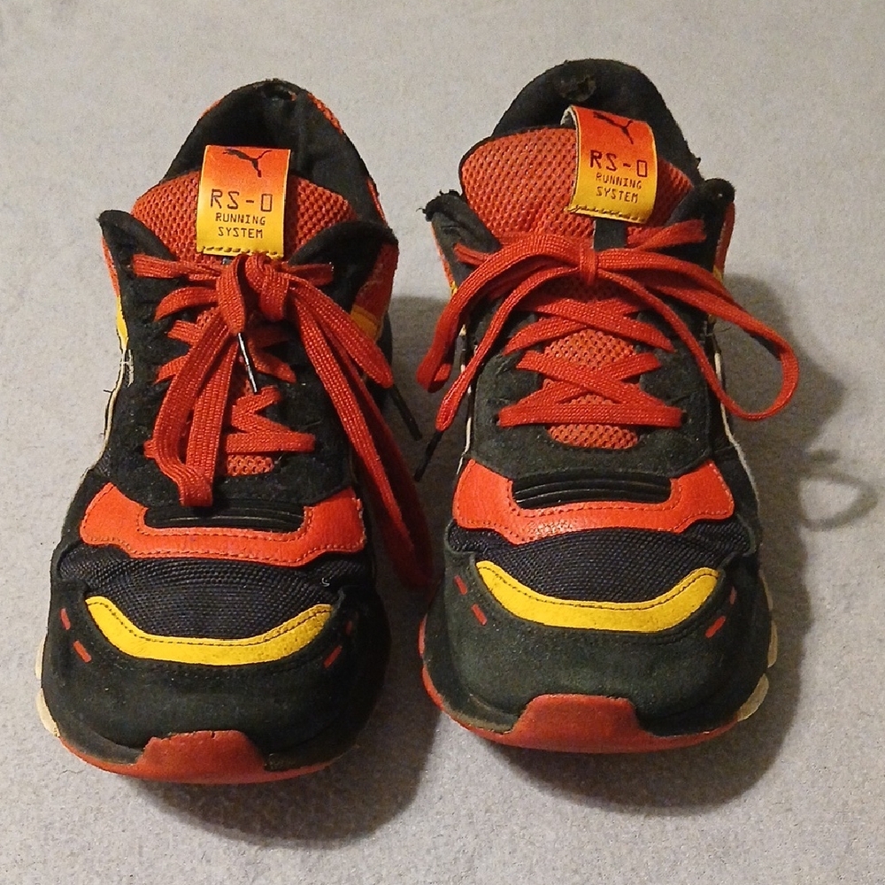 Puma Men's Running Shoes RS-0 Black with Red & Yellow Accent Sneakers